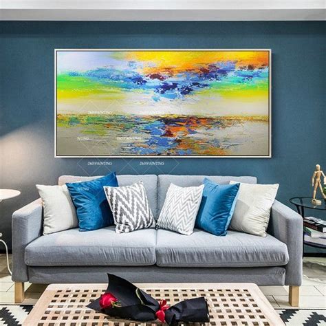 Abstract Acrylic Painting On Canvas Original Seascape Colorful Extra