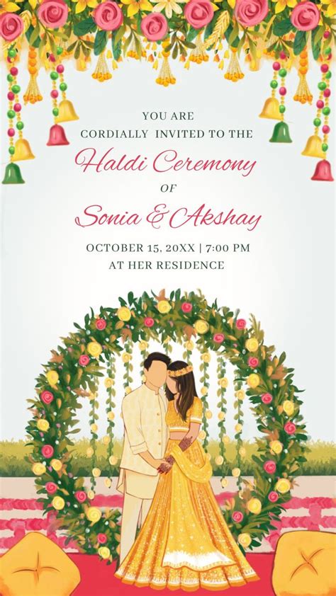 Haldi Ceremony Invitation Template Whatsapp Invites Indian Wedding