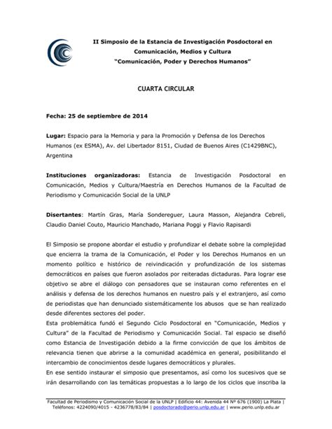 Atenci N Ta Circular Del Ii Simposio De La Estancia Posdoctoral En