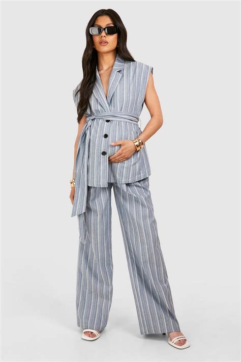 Maternity Elasticated Waist Stripe Pants Boohoo Usa