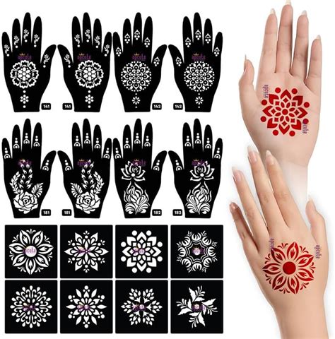 Ivana S Set Of Pcs Combo Pack Reusable Mehendi Stencil For Hand