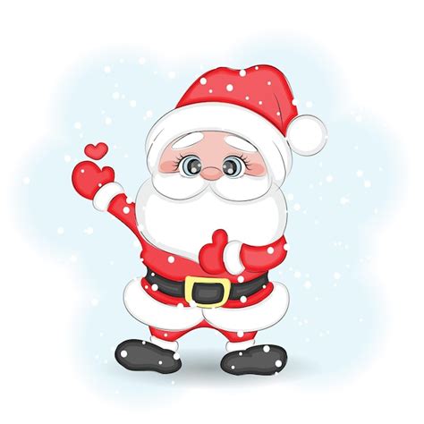 Premium Vector Cute Cartoon Santa Claus With A Heart Vector Illustration