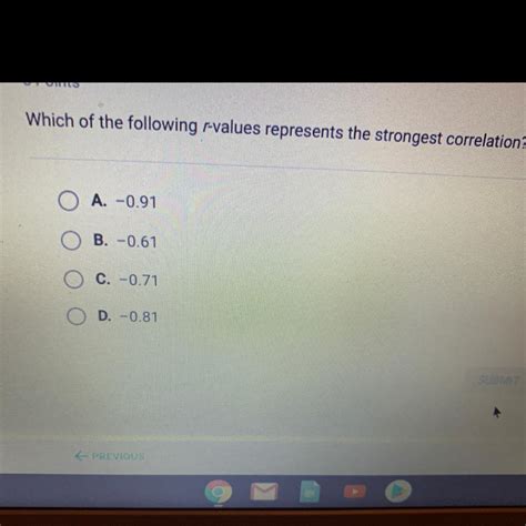 Which Of The Following Represents The Strongest Correlation Humberto