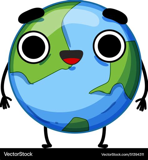 Happy Earth Planet Character Cartoon Royalty Free Vector