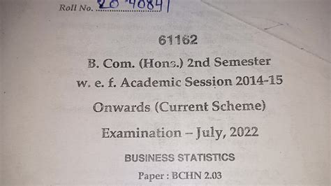 B Hons Nd Sem Business Statistics Question Paper Youtube