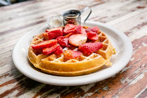 Strawberry Belgian Waffle - Breakfast Menu - Filling Station Cafe ...