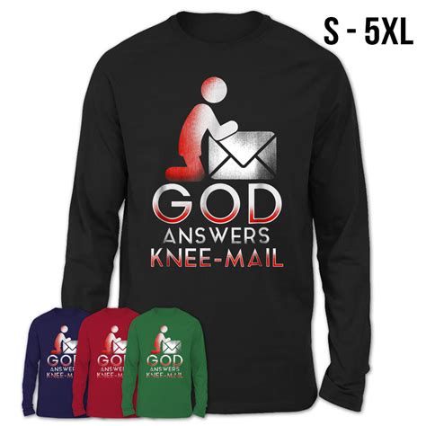 Funny Christian Tshirt Prayer Shirt God Answers Knee Mail Teezou Store