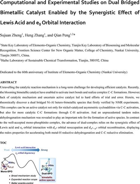Computational and Experimental Studies on Dual Bridged Bimetallic ... 