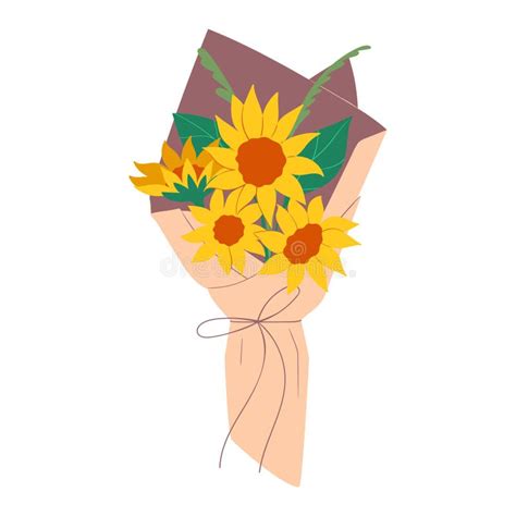 Ramo De Girasoles Aislado De Fondo Blanco. Gráficos Vectoriales
