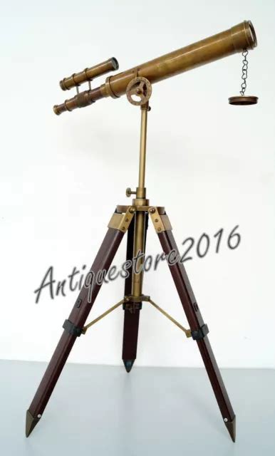 Nautical Brass Double Barrel Antique Maritime Telescope With Wooden