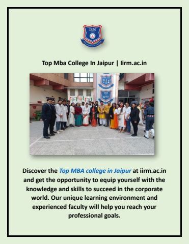 Top Mba College In Jaipur Iirm Ac In Flipbook By Institute Of Rural