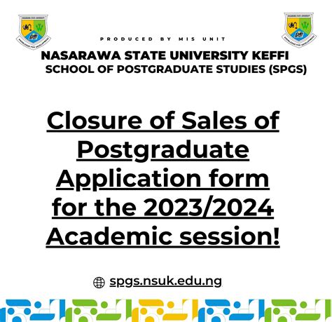 Closure Of Sales Of Postgraduate Application Form For The