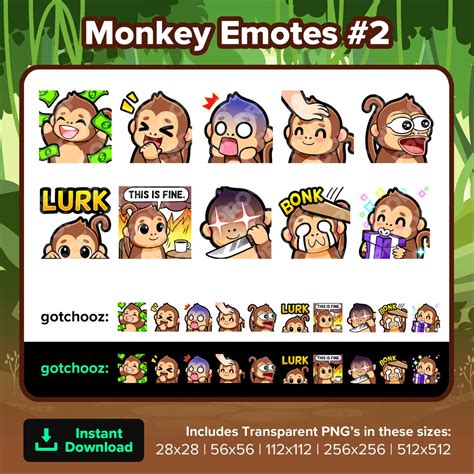 Monkey Twitch Emotes Dono Laughing Scared Head Pat Pog Lurk This Is