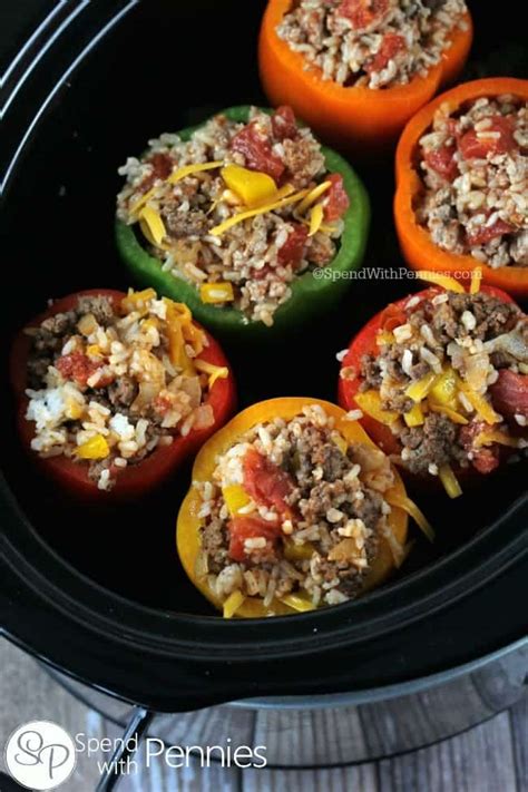 Crock Pot Stuffed Peppers {easy And Delish} Spend With Pennies