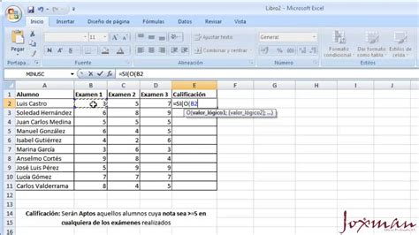 06 Excel avanzado La función Y y la función O YouTube