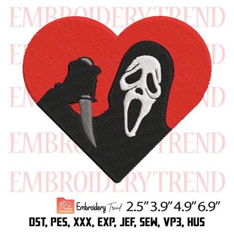 Ghostface Heart Embroidery Design Halloween Scream Embroidery