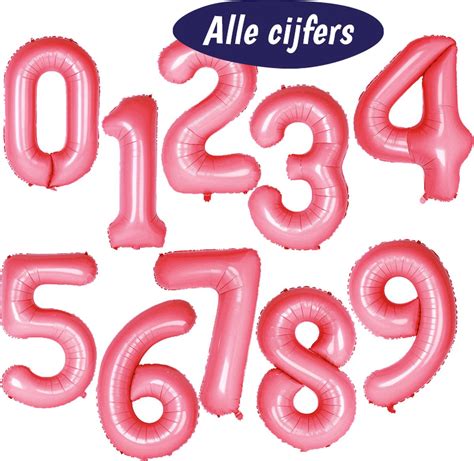 Folieballon Cijfer 4 Roze 70cm Incl Opblaasrietje Verjaardag