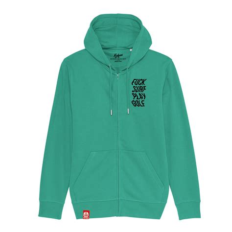 Sweat shirt à capuche zippé mi léger Kickasss Biarritz Fuck Surf Play Golf Go Green KICKASSS