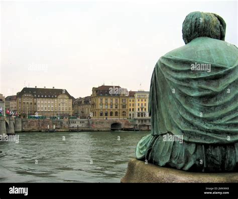 The Helvetia statue in Basel looks across the Rhine River Stock Photo - Alamy