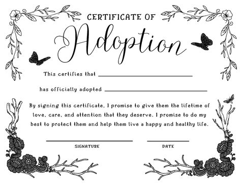 Fake Adoption Certificate Free Printable | FREE Printable Hub