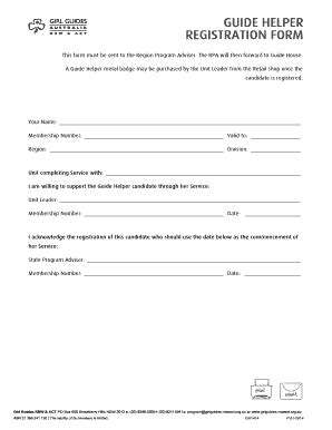 Fillable Online Girlguides Nswact Org Guide Helper Registration Form