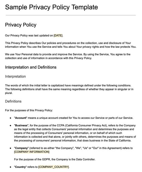 Sample Privacy Policy Template [download] Termsfeed