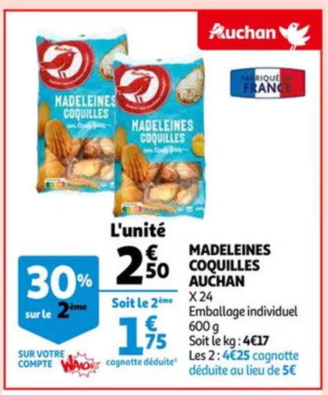 Madeleines Coquilles X Emballage Individuel G Promotie Bij Auchan