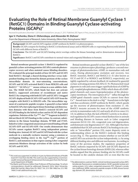 Pdf Evaluating The Role Of Retinal Guanylyl Cyclase Retgc