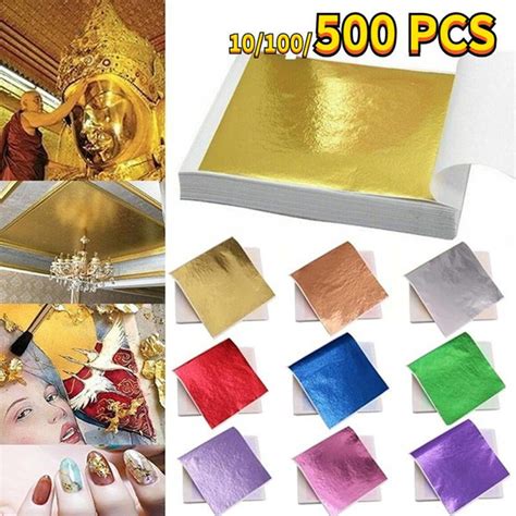 500/100/10 Sheets Gold Leaf Sheets Gold Foils for Gilding Crafting Art ...