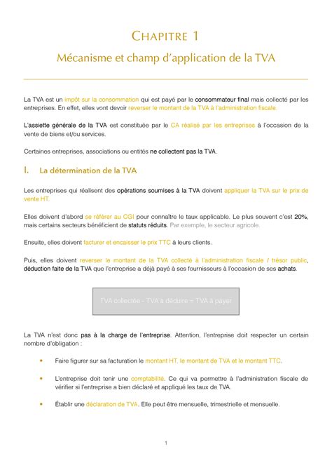 Chap Cours De Droit Fiscal Chapitre M Canisme Et Champ D