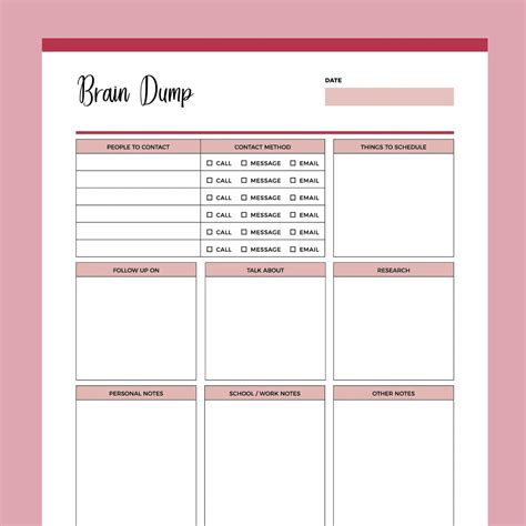 Printable Brain Dump Template | Instant download PDF | A4 & US Letter ...