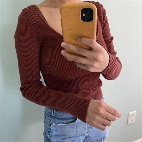 Abercrombie Fitch Women S Burgundy Jumper Depop