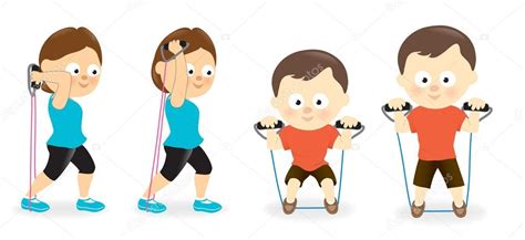 Woman And Man Exercising With Resistance Band Tubes Stock Vector Image