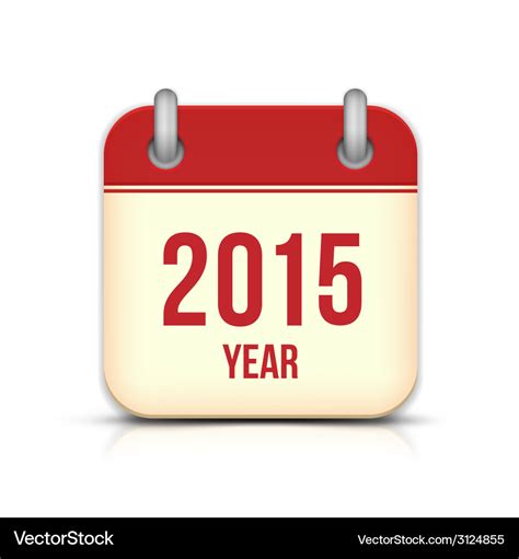 2015 year calendar app icon with reflection Vector Image