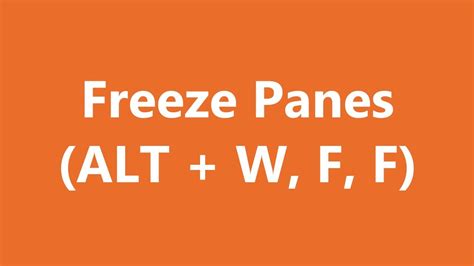 Excel Shortcuts Freeze Panes Youtube