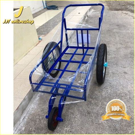 Hot เกนหาม ลอมอสอง14นว รถเขนสามลอ โครงเหลกสนำเงน ขนาด8 ปบ 50x100cm ลอหนา