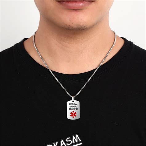 Qr Code Medical Alert Necklace For Men Necklace With Medical Information Medical Jewelry For