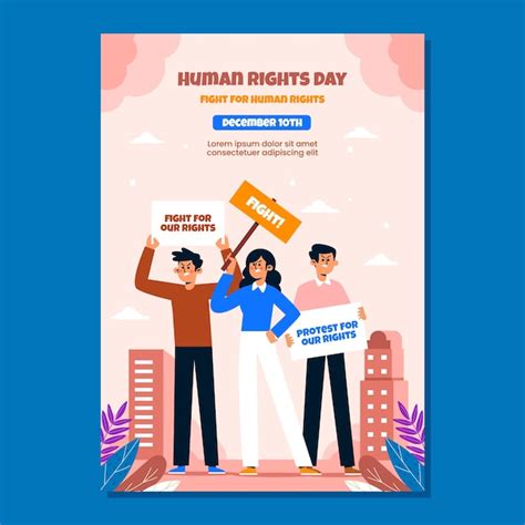 Free Vector Flat Vertical Poster Template For Human Rights Day