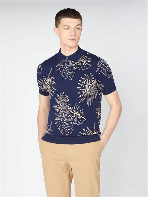 Men S Floral Polo Shirt Marine Ben Sherman