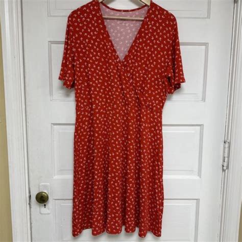 Stitch Fix 41 Hawthorn Elisse Knit Faux Wrap Dress Medium Red White