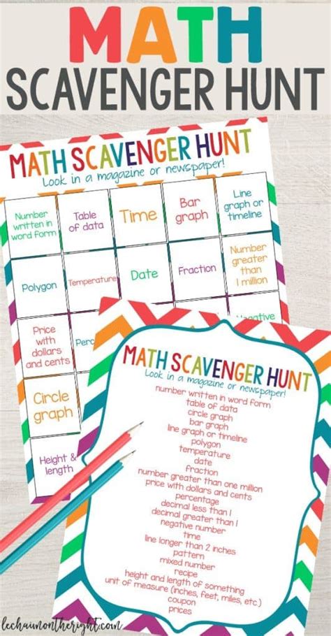 Math Scavenger Hunt Worksheet