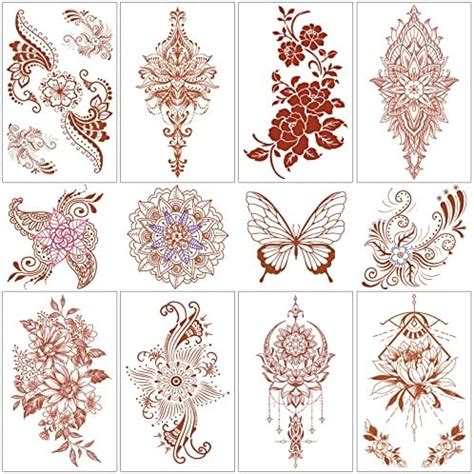 Amazon Cuteliili Henna Temporary Tattoo Sheets Henna Fake