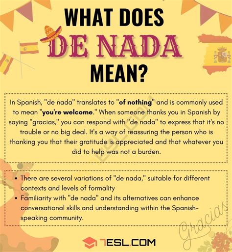 "De Nada" Meaning, Origin and Examples • 7ESL