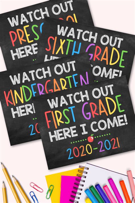 First Day of School Signs - Printables for All Grades | School signs ...