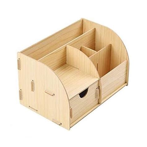 Kentop Organisateur De Bureau En Bois Porte Stylo Avec Tiroirs