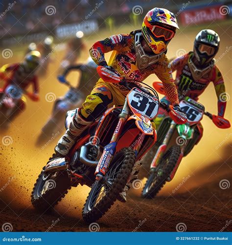 Motorcycle Racers Competing on the Race Track. Stock Illustration