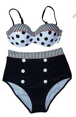Black Polka Vintage High Waist Polka Bikini Set Top Bottom Bikini Set