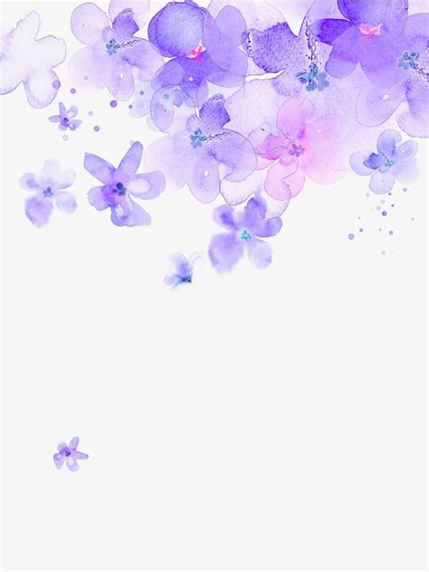 Floating Material White Transparent Purple Watercolor Flower Floating