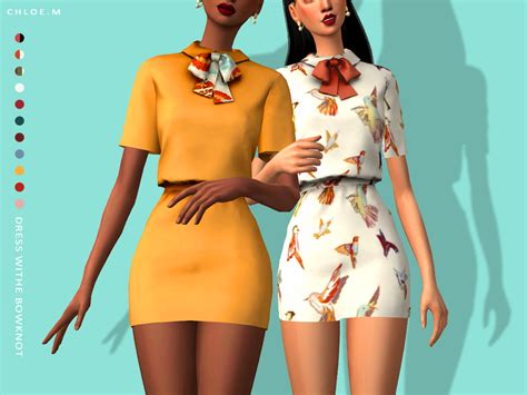 Chloem Dress With Bowknot Sims 4 Dresses Sims 4 Sims 4 Mods Clothes