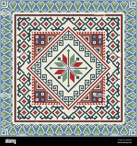 Traditional Georgian Folk Art Embroidery Vector Pattern Stock Vector